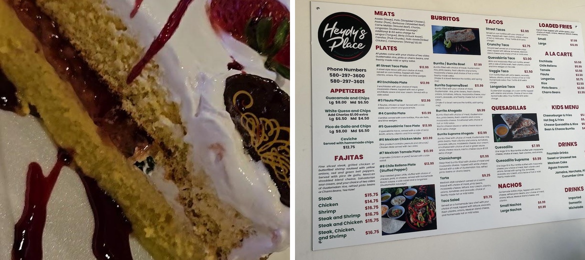 Heydy's Place Menu